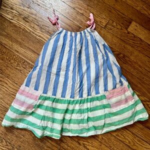 Mini Boden Fun Stripe Strappy Dress - 2/3 T - green, pink, and gold stripes